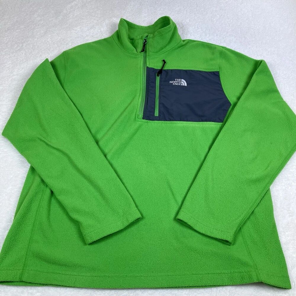 The North Face Lime Green 1/4 Pullover Fleece Shirt Men's Large Gorpcore Outdoor